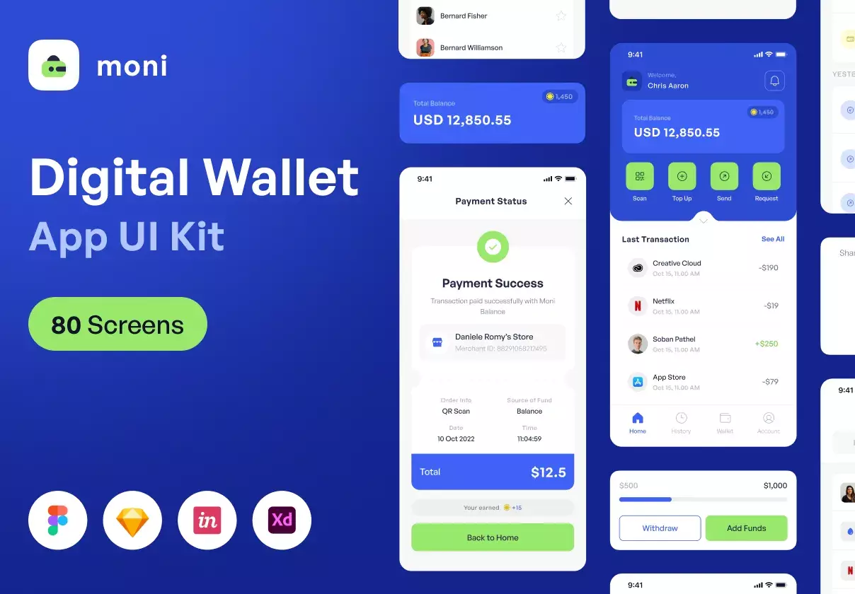 Moni - Digital Wallet Apps UI KIT