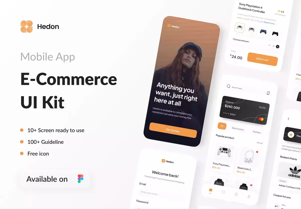 Online Marketplace mobile UI kit.