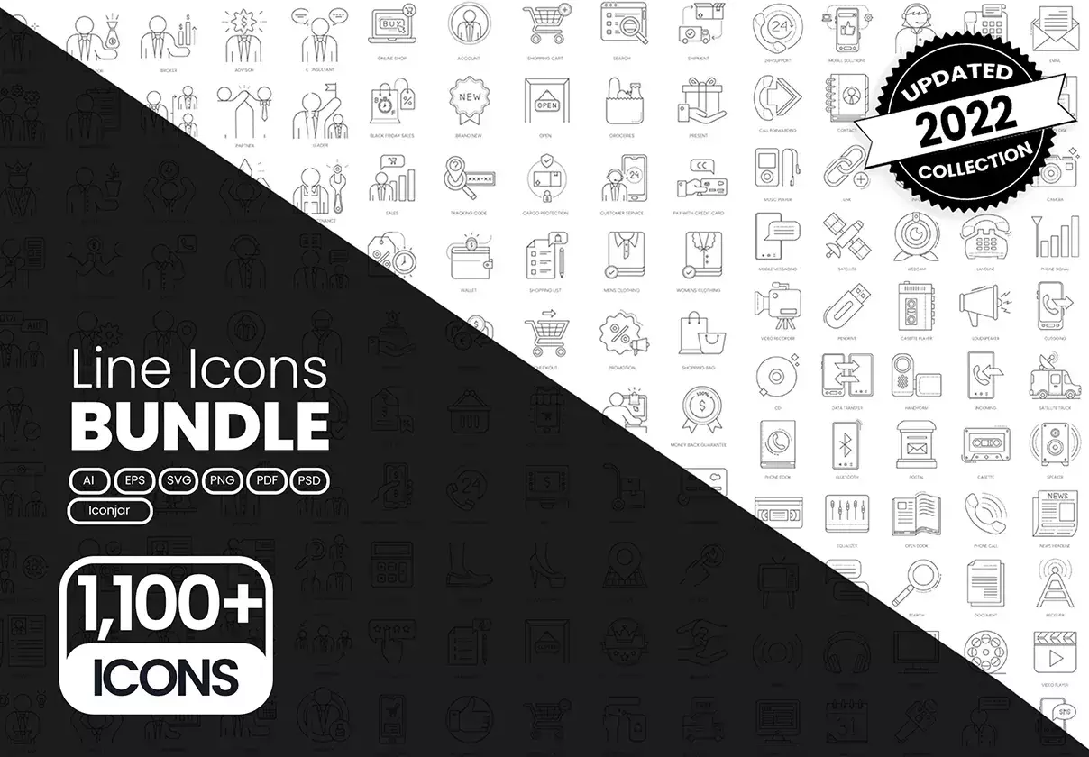 1100+ Line Icons Bundle