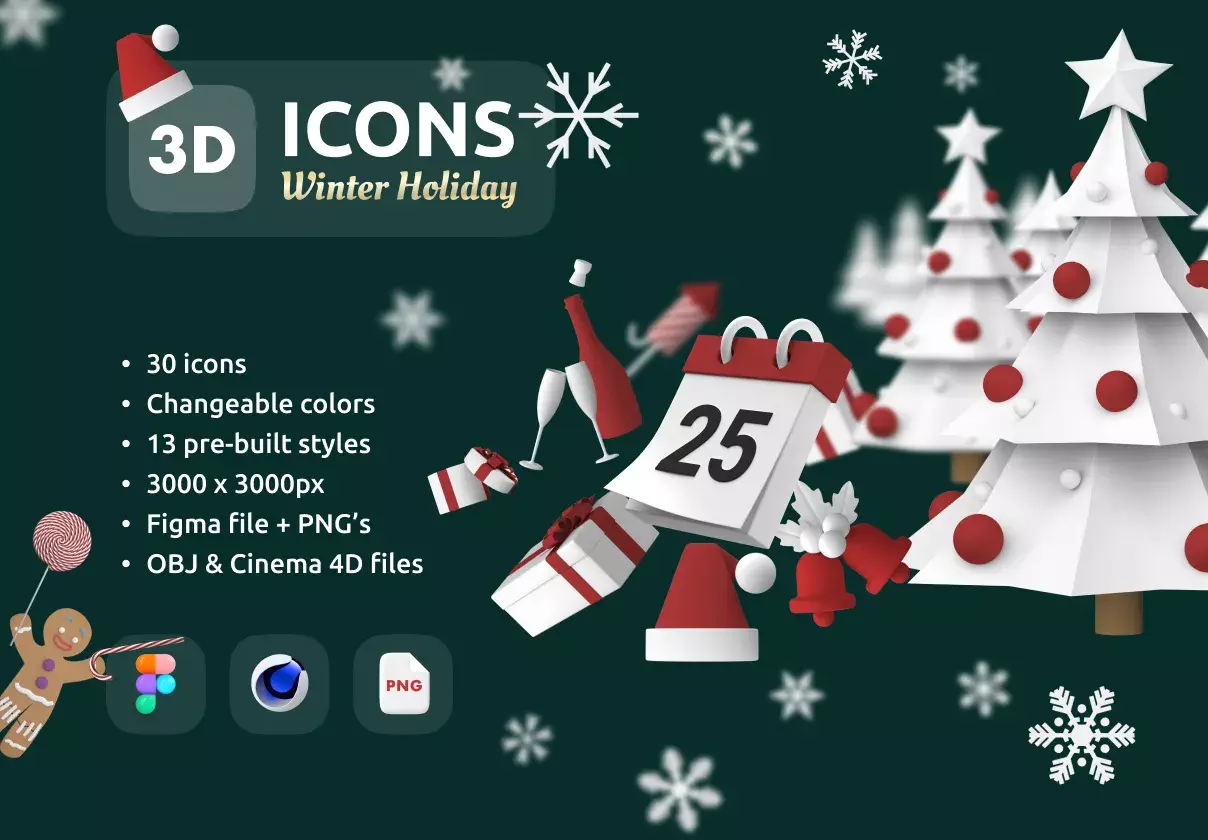 Winter Holiday - 3D Christmas Icons