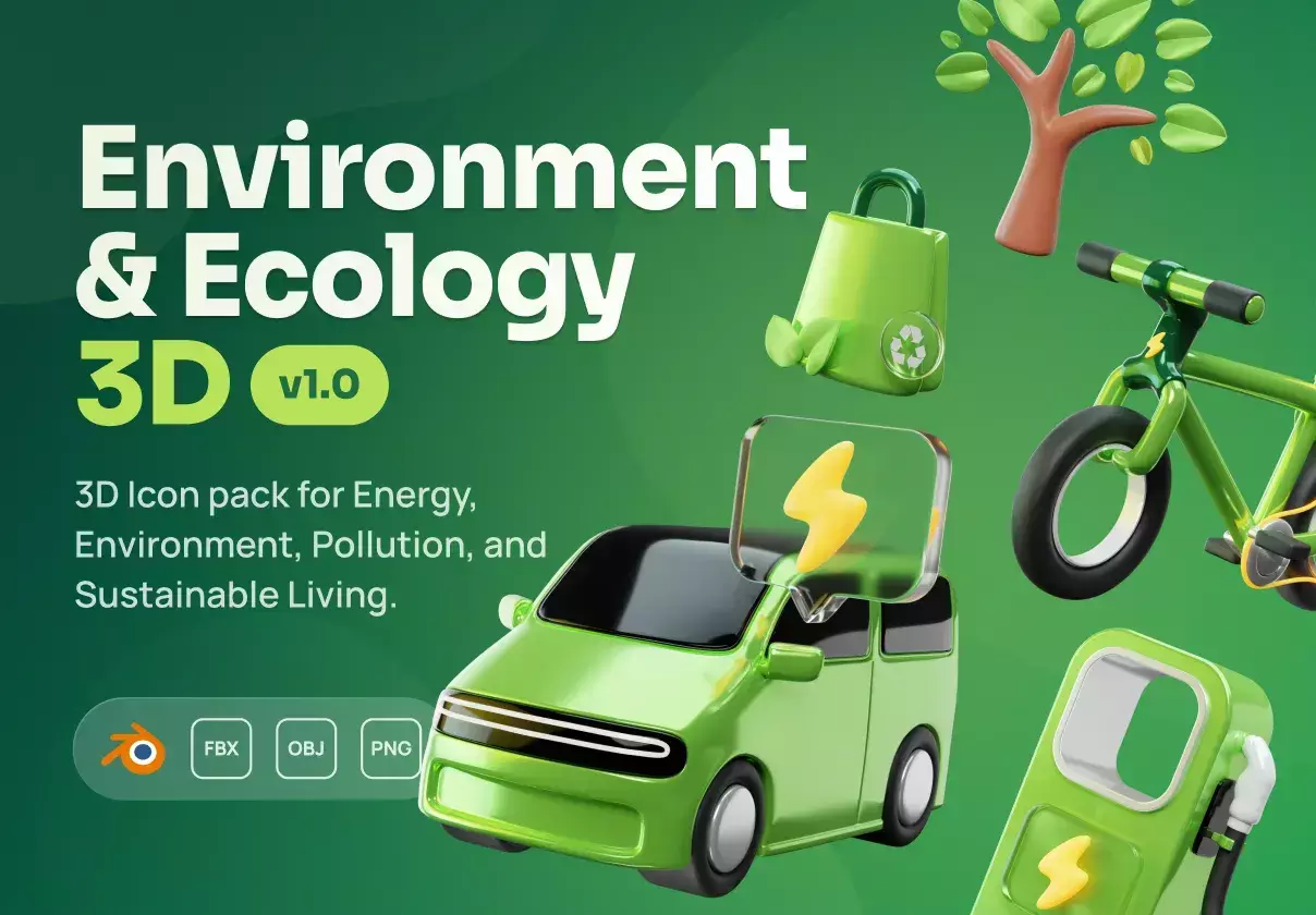 Greeny - Environment & Ecology 3D Icon Set