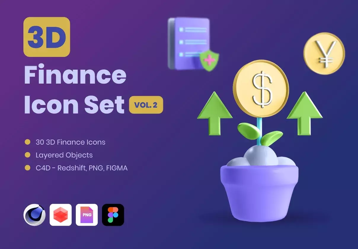 3D Economics and Finance Icons Vol. 2