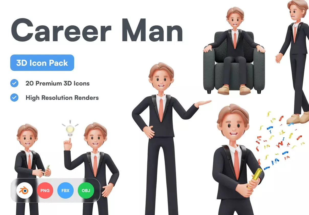 Career Man 3D Character