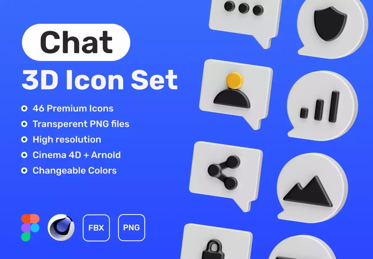 Chat 3D Icon Set