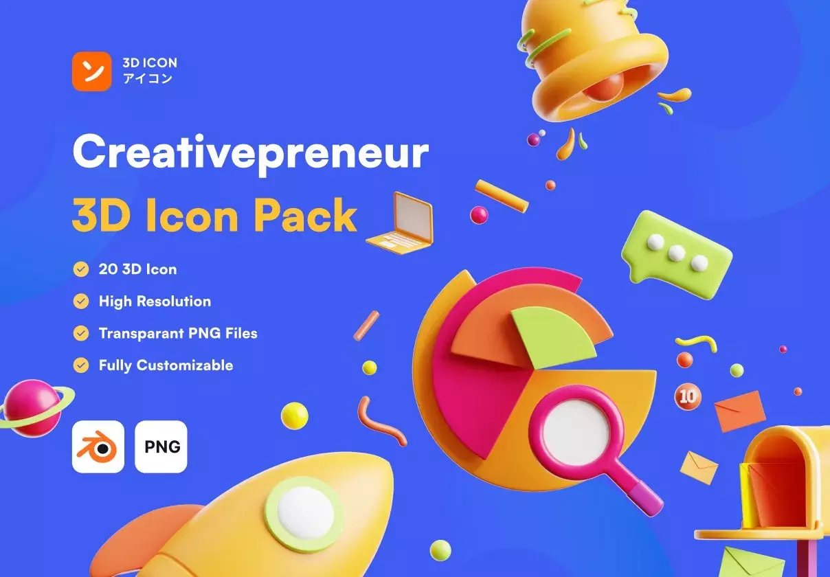 Creativepreneur 3D Icon Pack