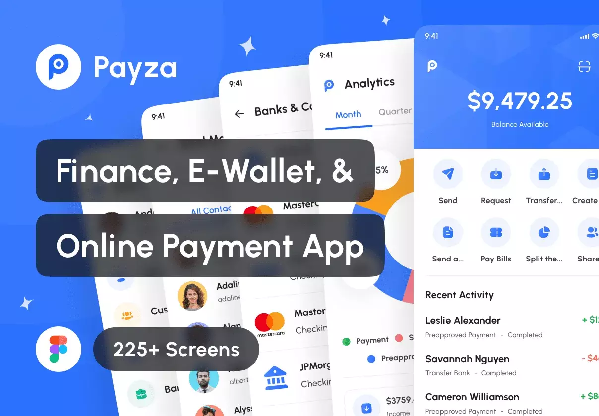 Payza - Finance, E-Wallet, & Online Payment App UI Kit