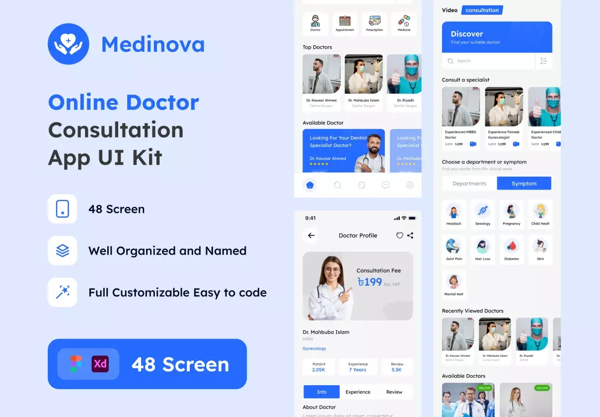 Medinova - Online Doctor Consultation App UI Kit