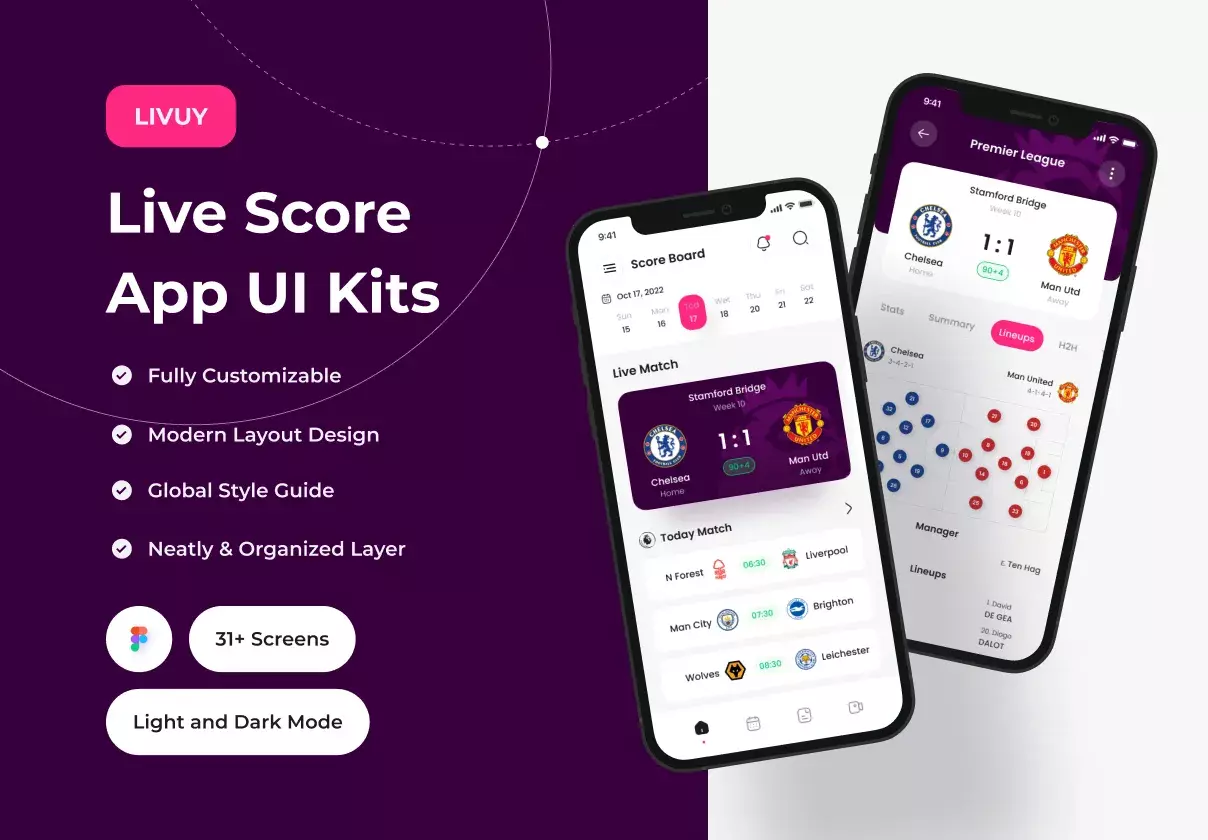 LIVUY - Live Score App UI Kit