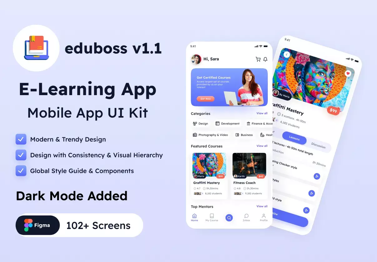 Eduboss E-Learning App UI Kit