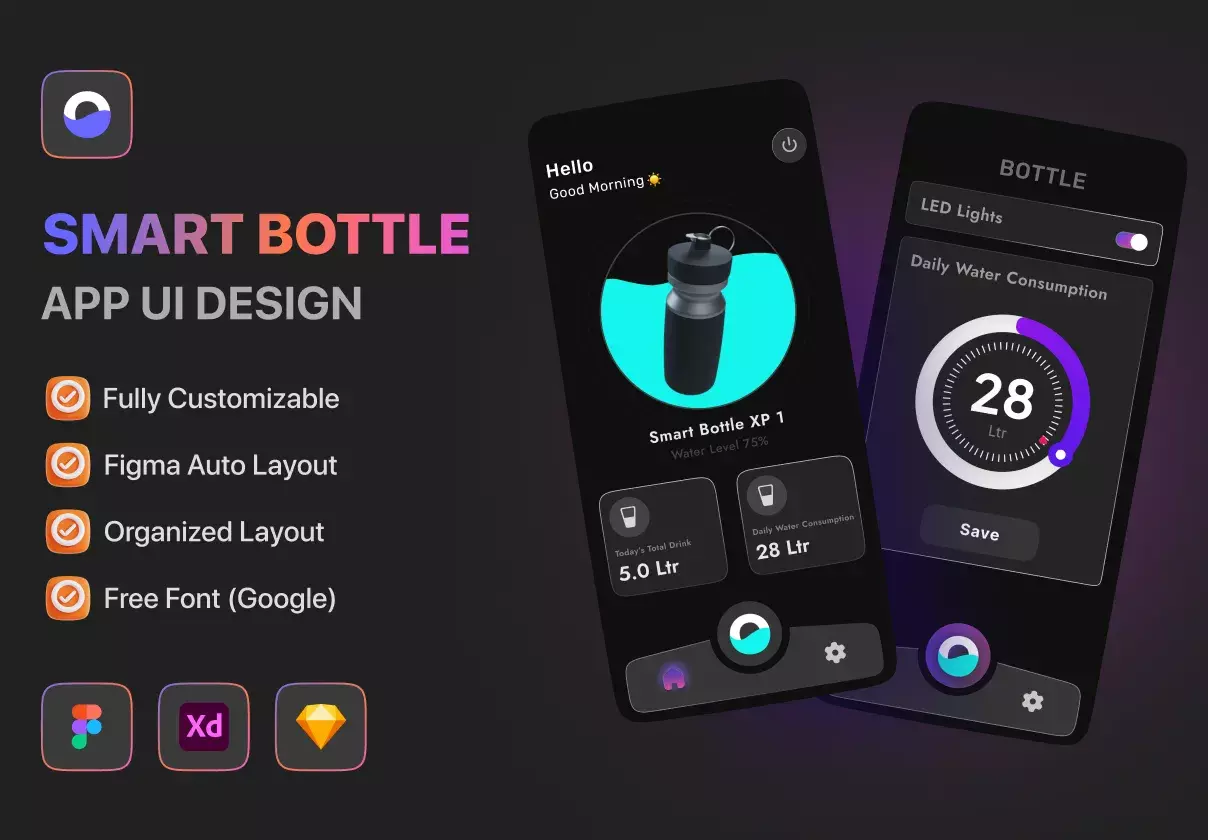 Smart Bottle App UI Kit