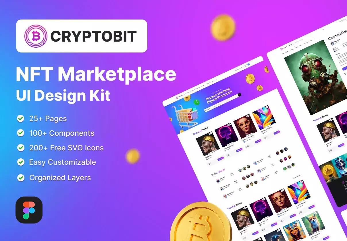 CryptoBit NFT Marketplace UI Design Kit