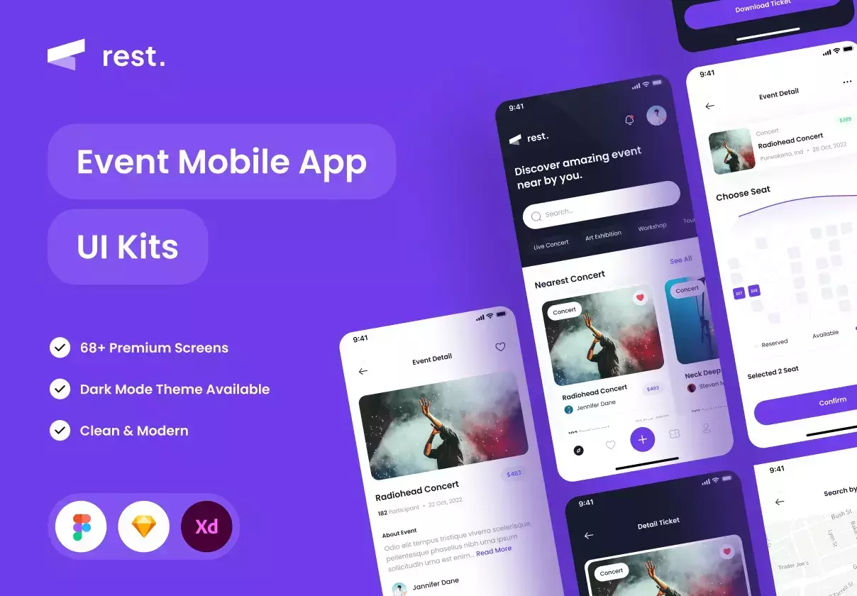 High Quality Event Mobile App UI KIts