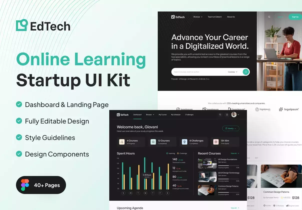 EdTech: Web UI Kit for any online learning, edutech startup, academic portal, etc.