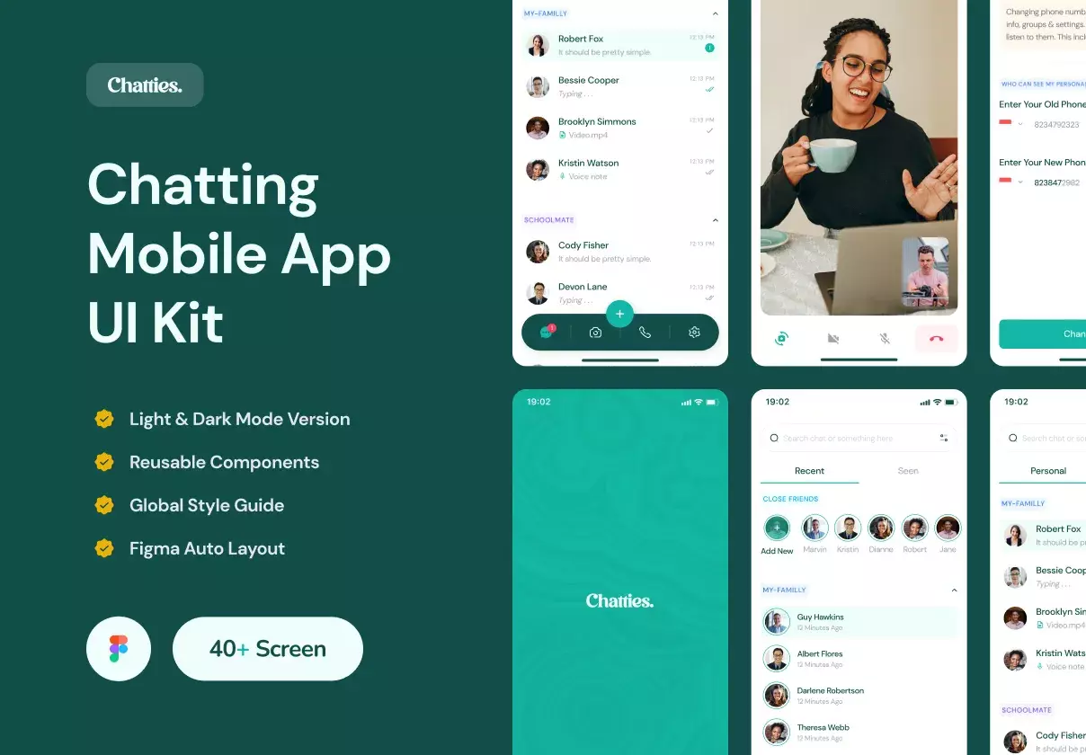 Perfect design for Chatting Mobile App UI Kit