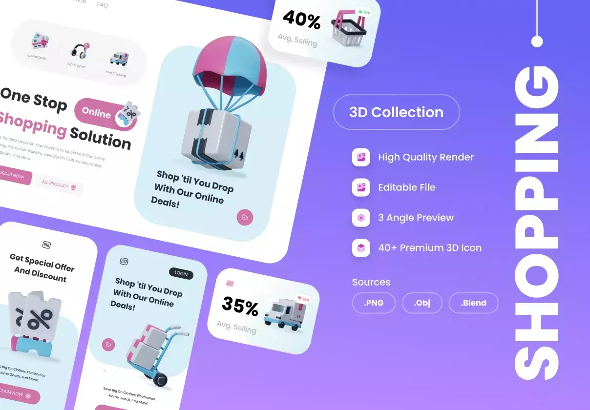 Shopping 3D Icons