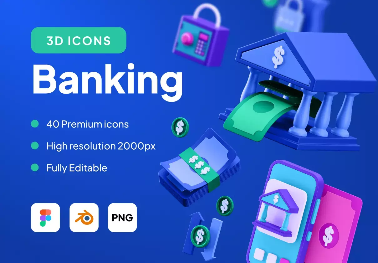 Multiangle 3D Banking Icons