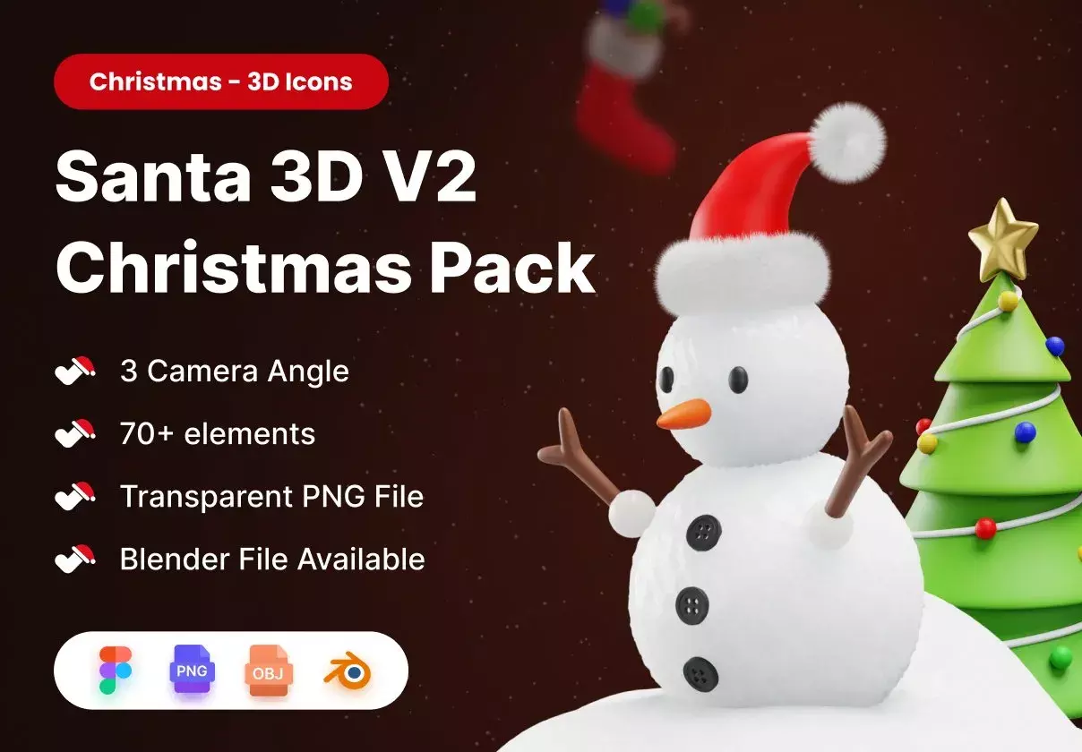 Santa V2 3D - Christmas 3D Models