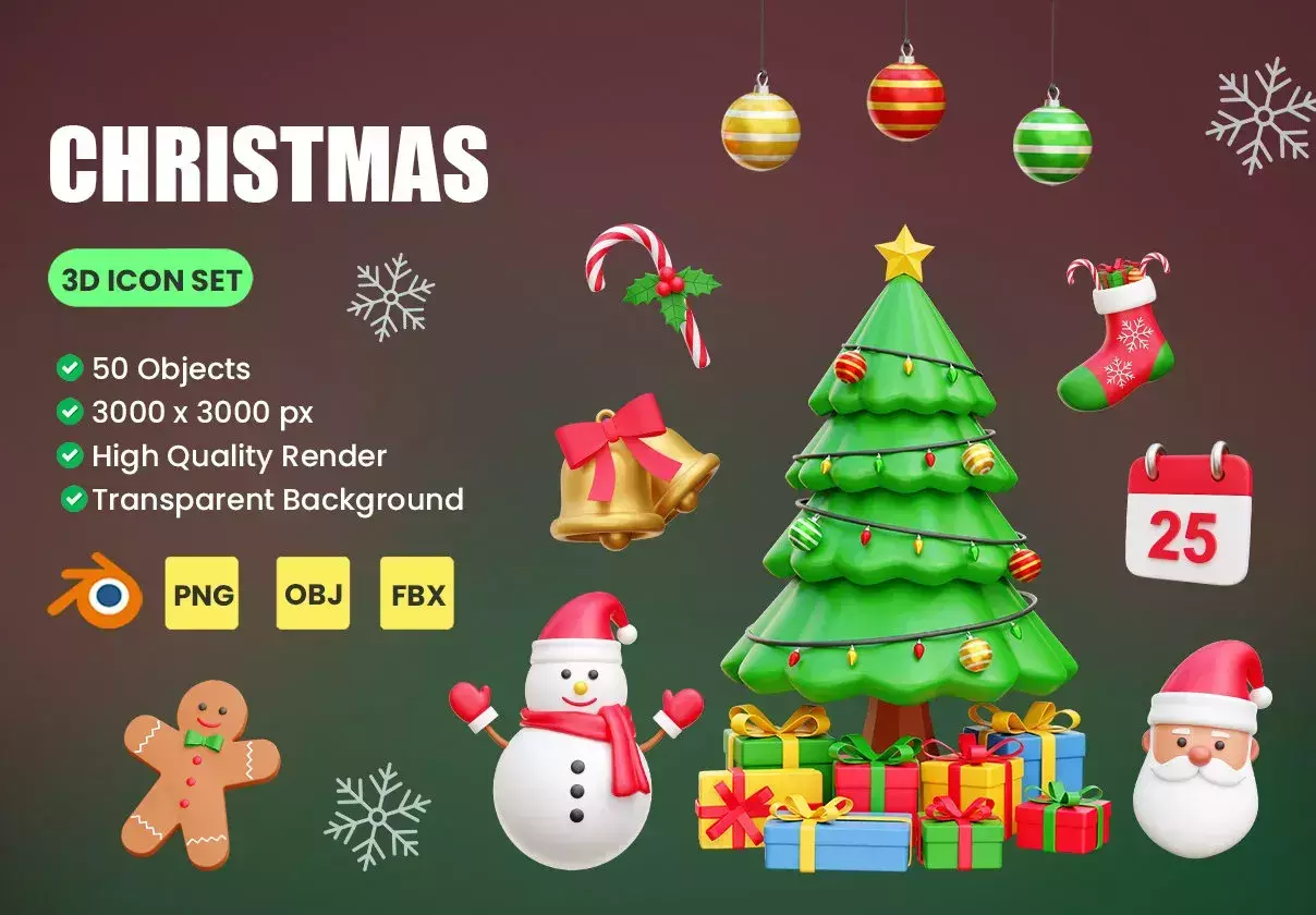 Christmas 3D Icon Illustrations