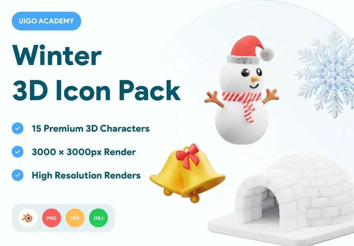 Winter Element Style 3D Icon