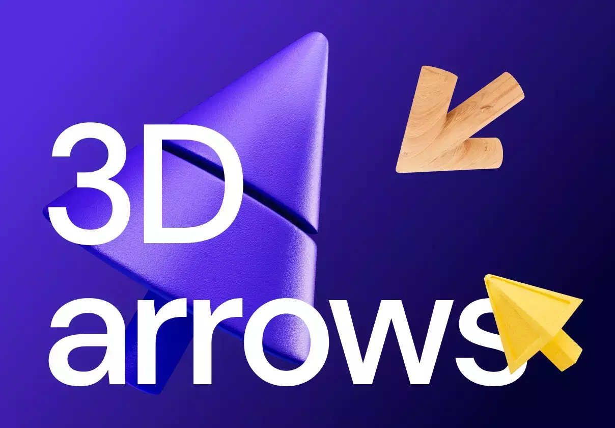 3D arrows, 4 shapes, 7 materials, PNG, Figma, C4D, OBJ