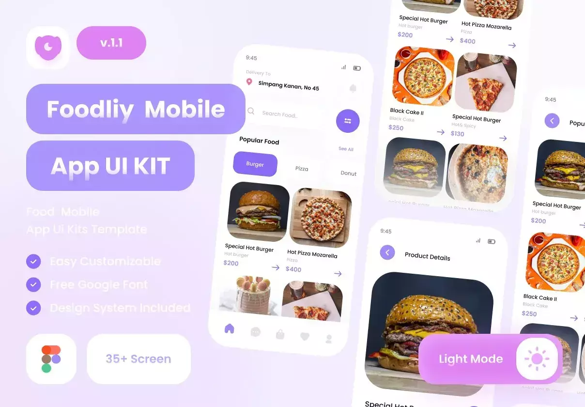 foodliy Food Mobile Apps UI KIT