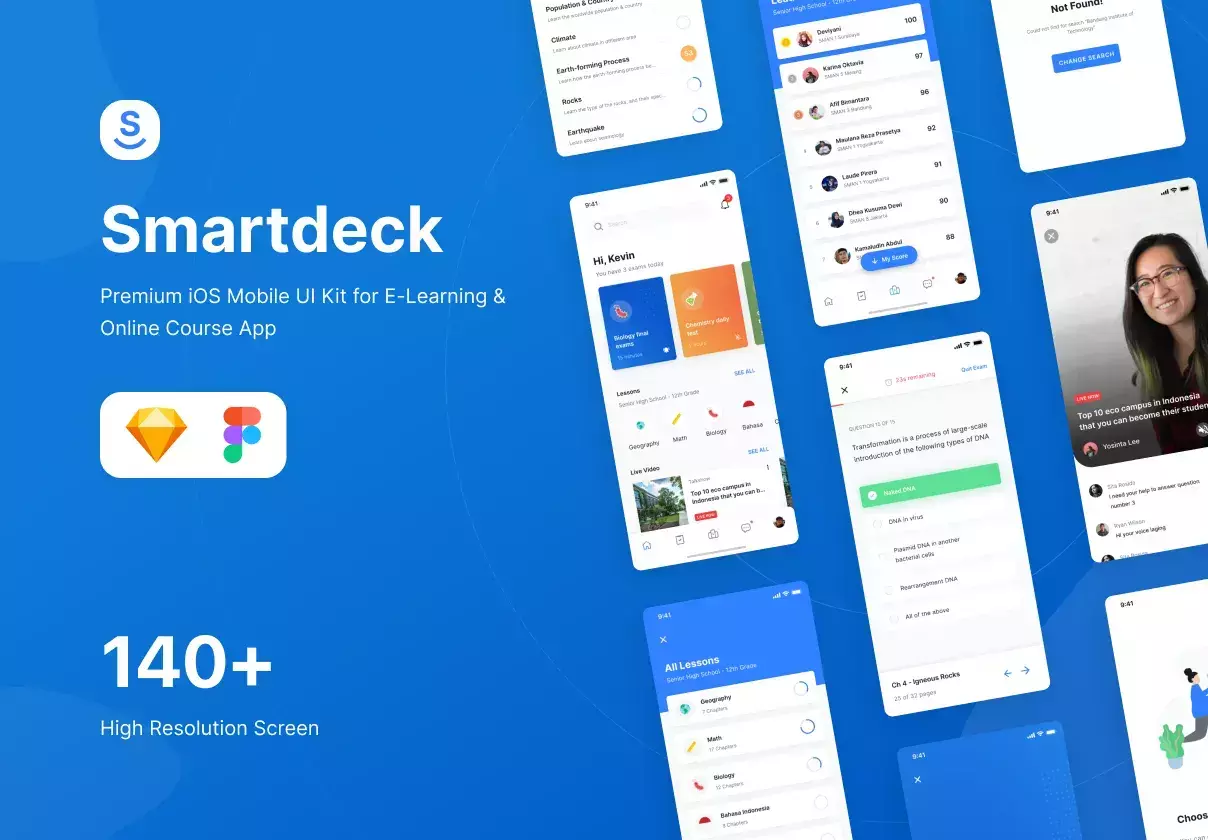 Smartdeck Student Mobile Course E-Learning App UI Kit