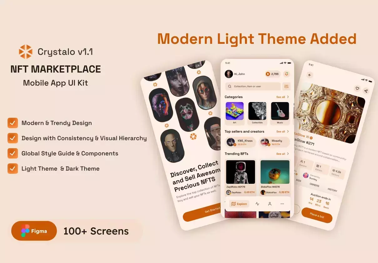Crystalo NFT Marketplace App UI Kit