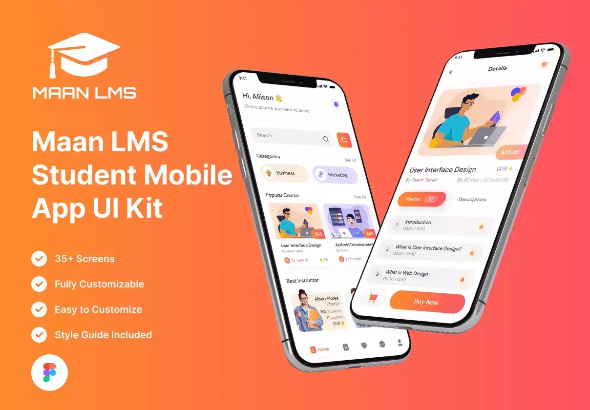 Maan LMS- Student Mobile App Flutter iOS & Android UI Kit