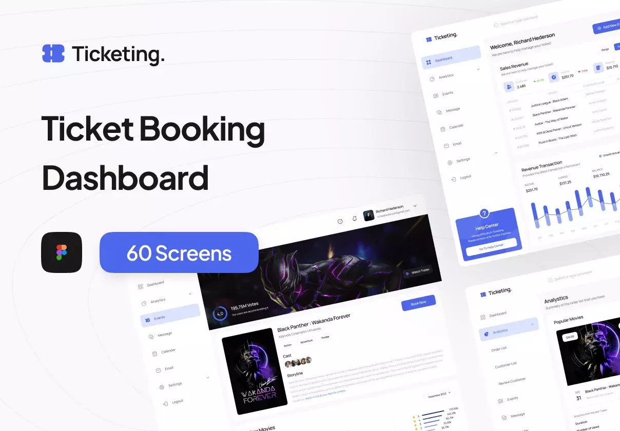 Ticketing - Ticket Booking Dashboard UI Kit