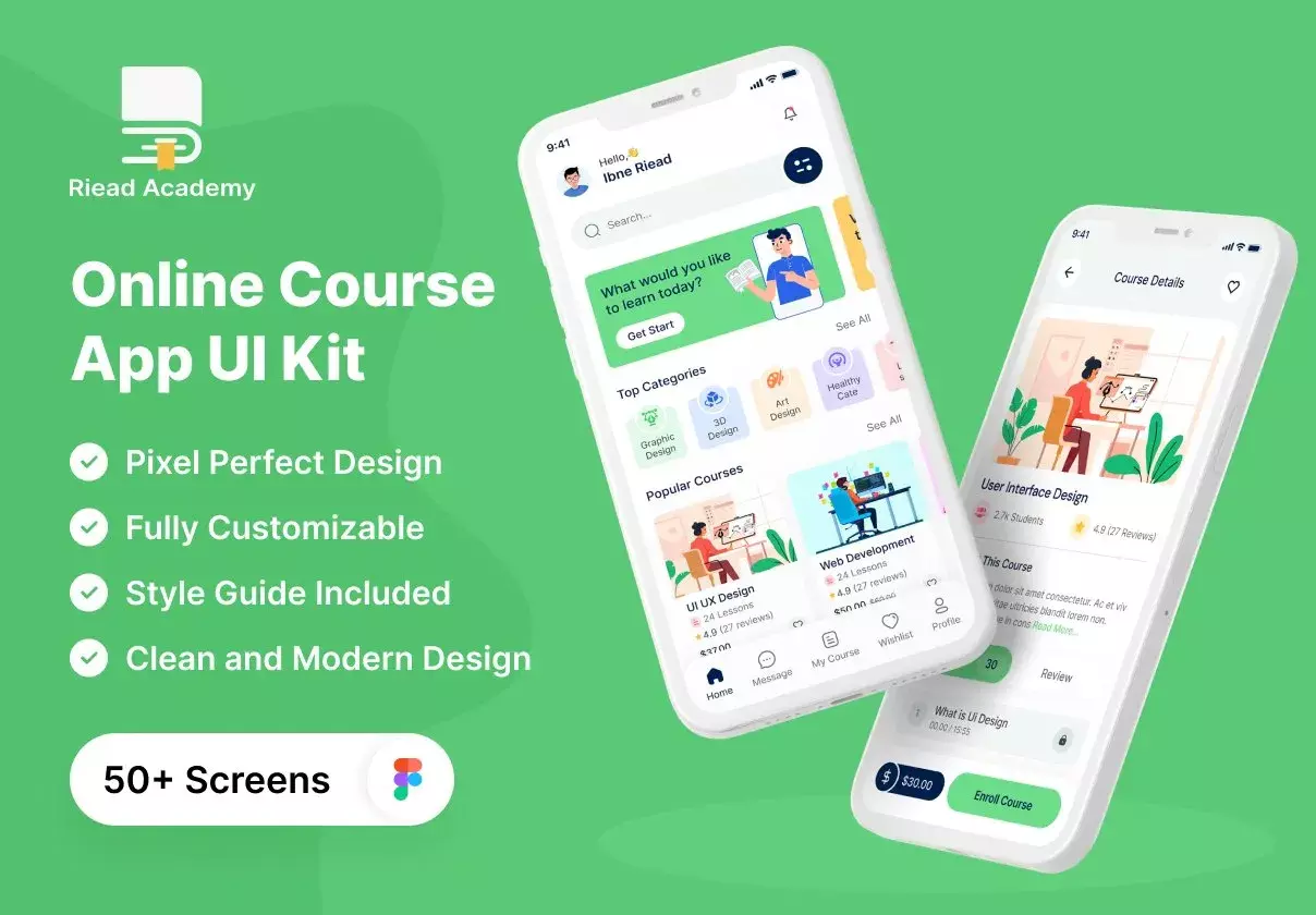 Online Course Mobile App UI Kit