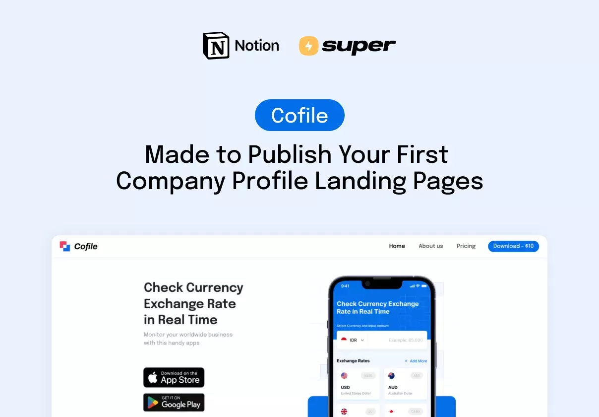 Made to Publish Your First Company Profile Landing Pages using Notion and Super