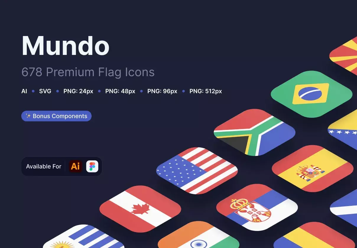 Mundo — Premium Flags Icon Set