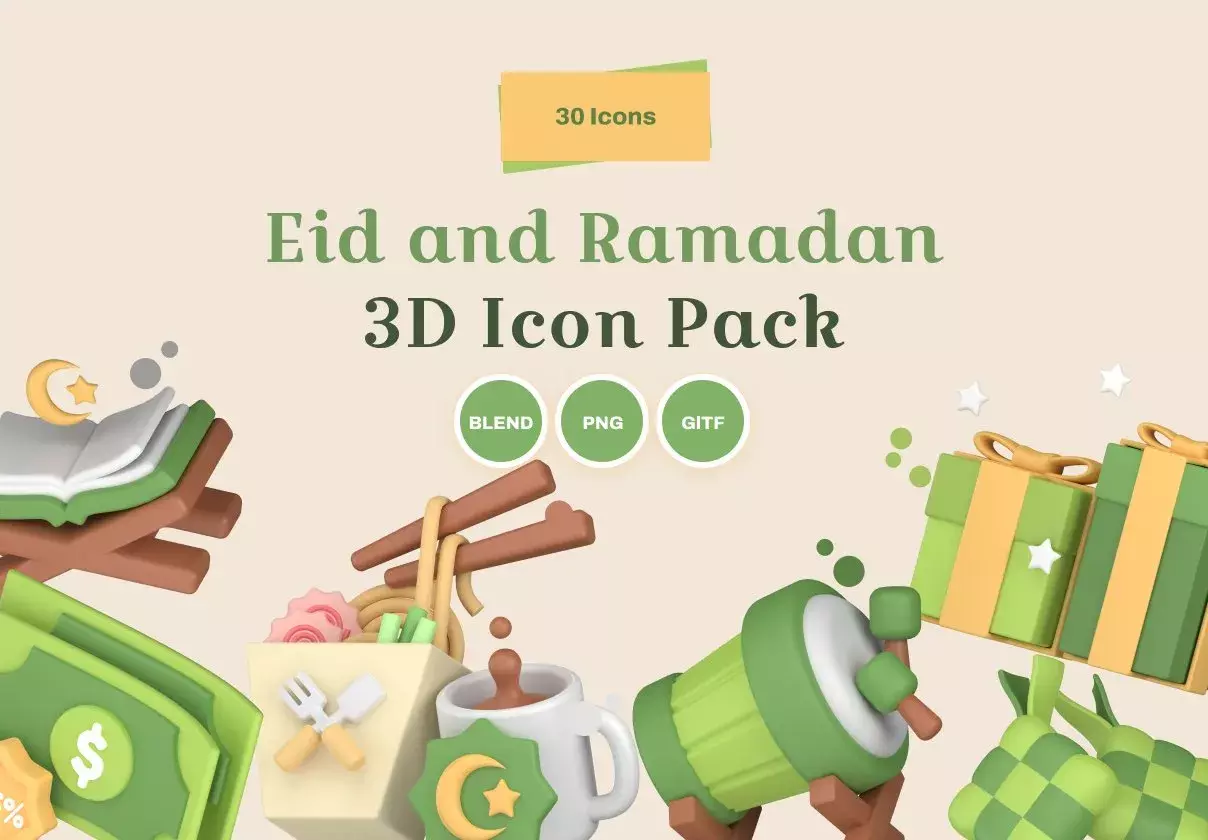 Eid and Ramadan 3D Icon Pack