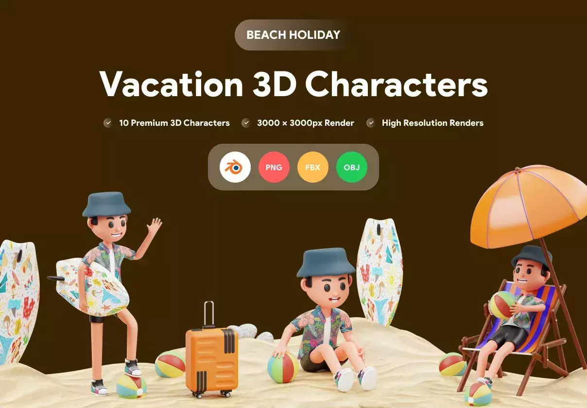 Vacation 3D Character Illustration