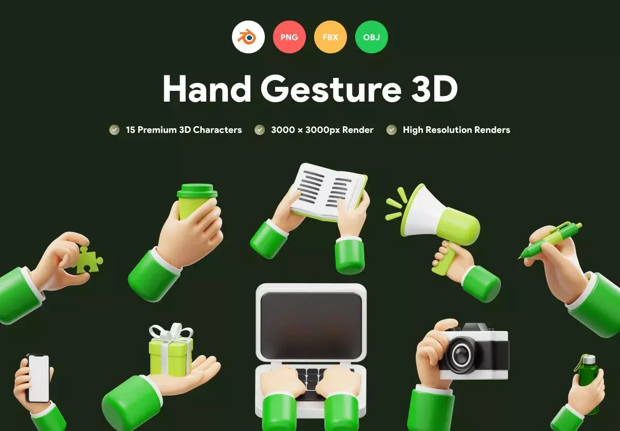 Hand Gesture 3D Icon