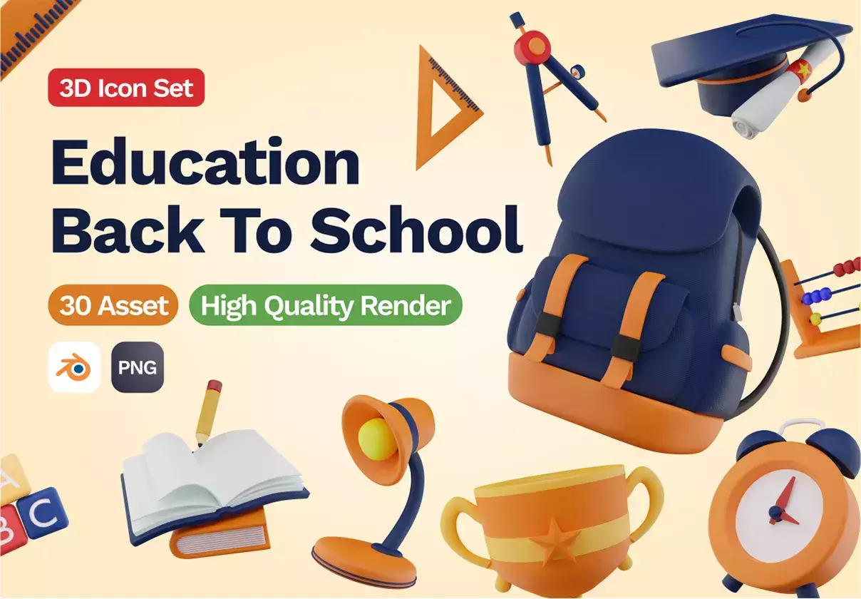 3D Education Back To School Icon