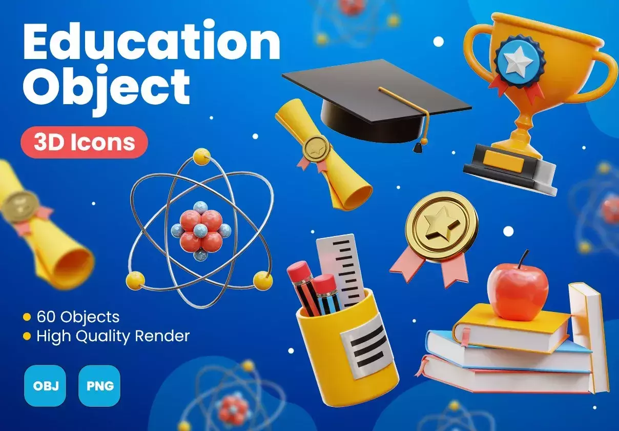 Education Object 3D Icons