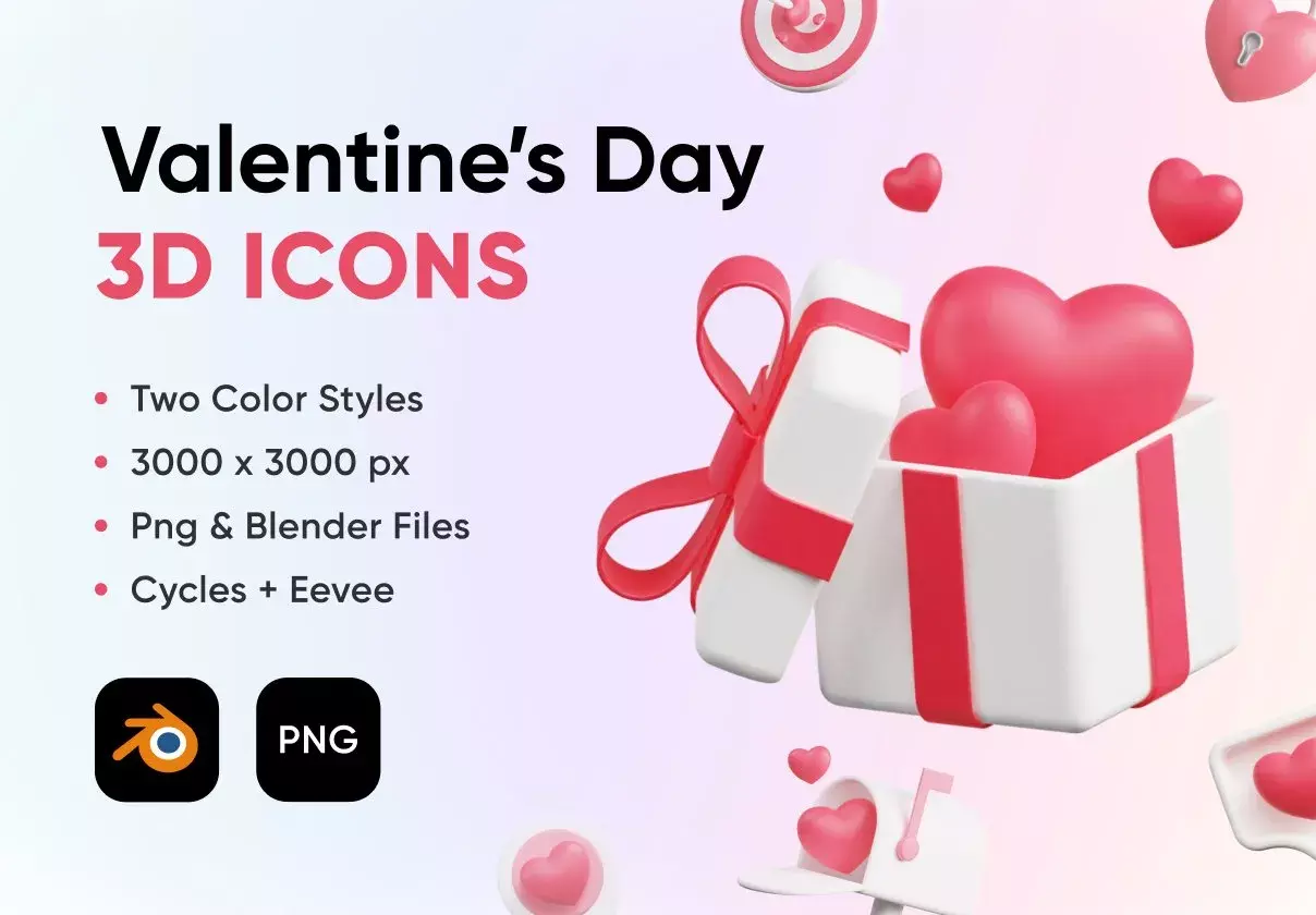 Love and Valentines Day 3d Icons Pack