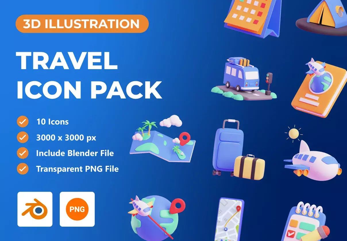 Travel 3D Icon Pack