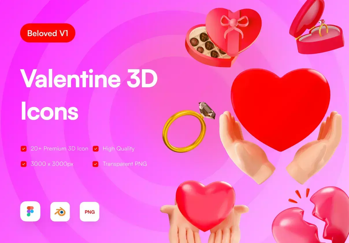 Valentine 3D Icons