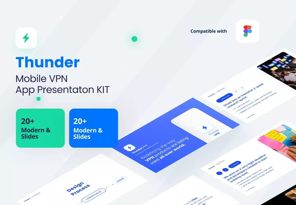 Thunder - A Premium Pitch Deck Presentation Kit for VPN Mobile Apps