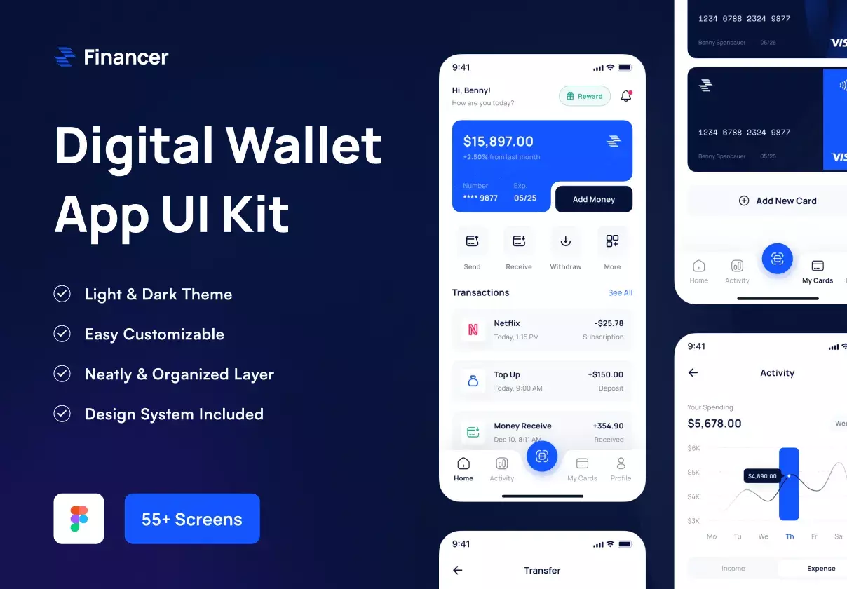 Financer - Financial & Digital Wallet App UI Kit