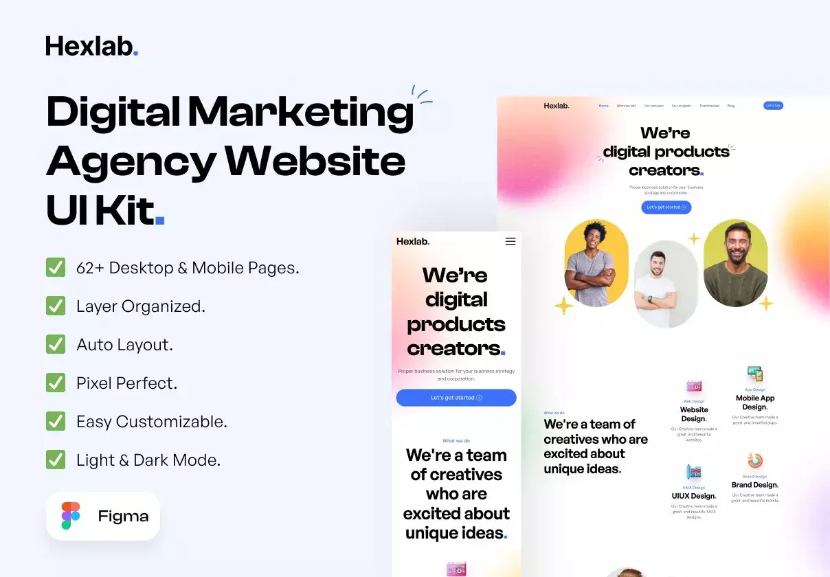 HexLab - Digital Marketing Agency Website UI Kit