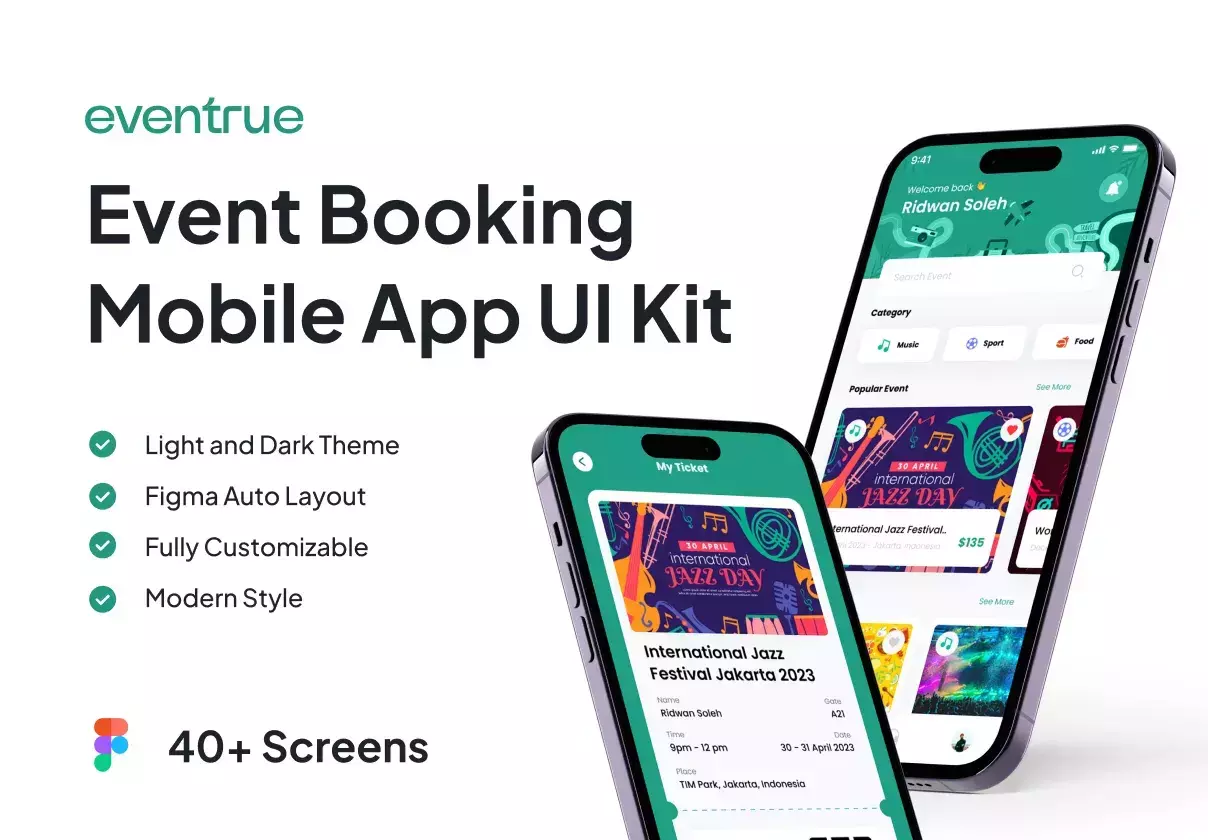 Eventrue - Event Boking Mobile App UI KIT