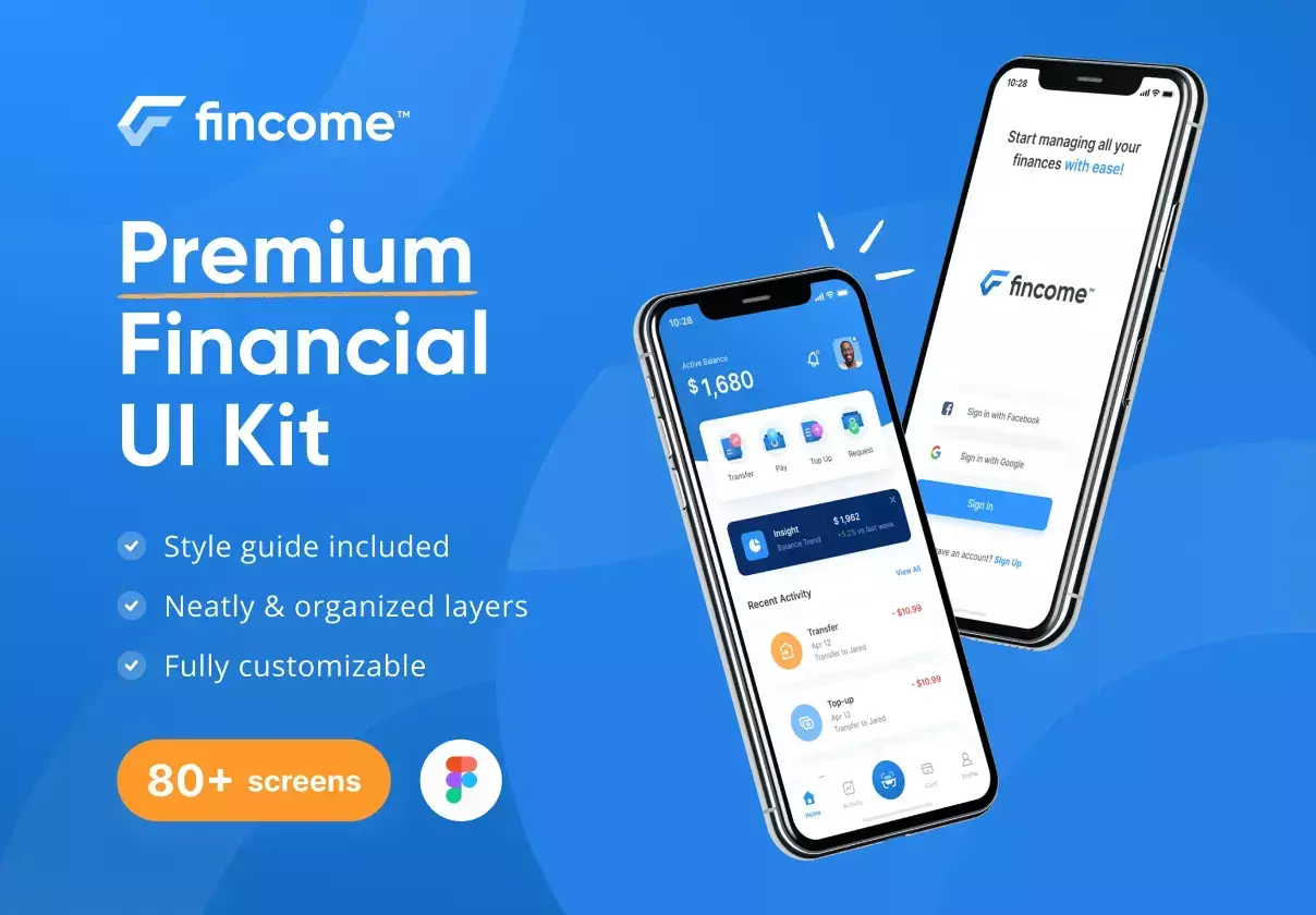 Fincome - Finance Premium UI Kit Templates