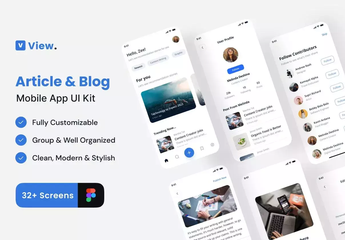 View - Article & Blog App UI Kit