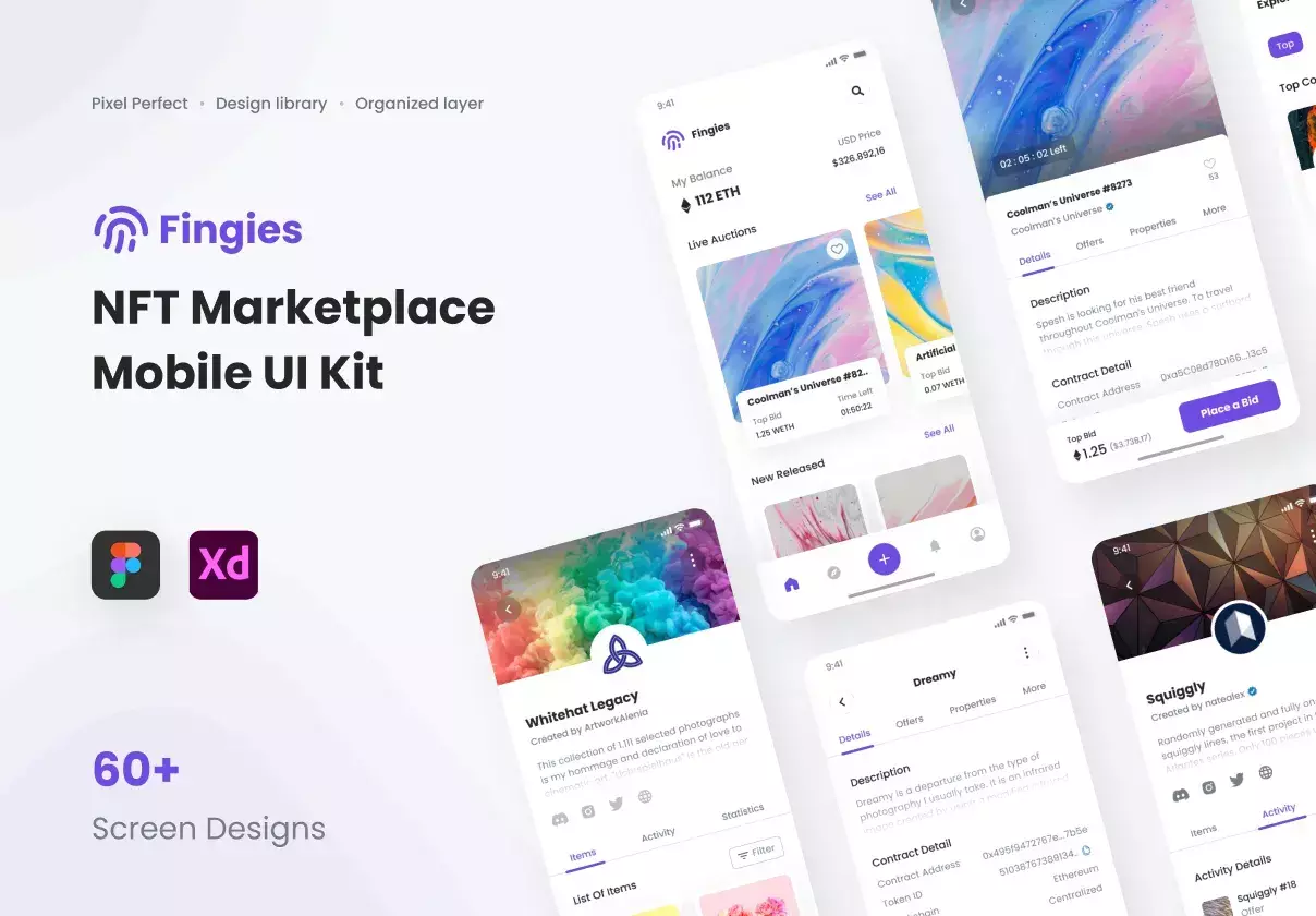 Fingies - NFT Marketplace Mobile App UI Kit