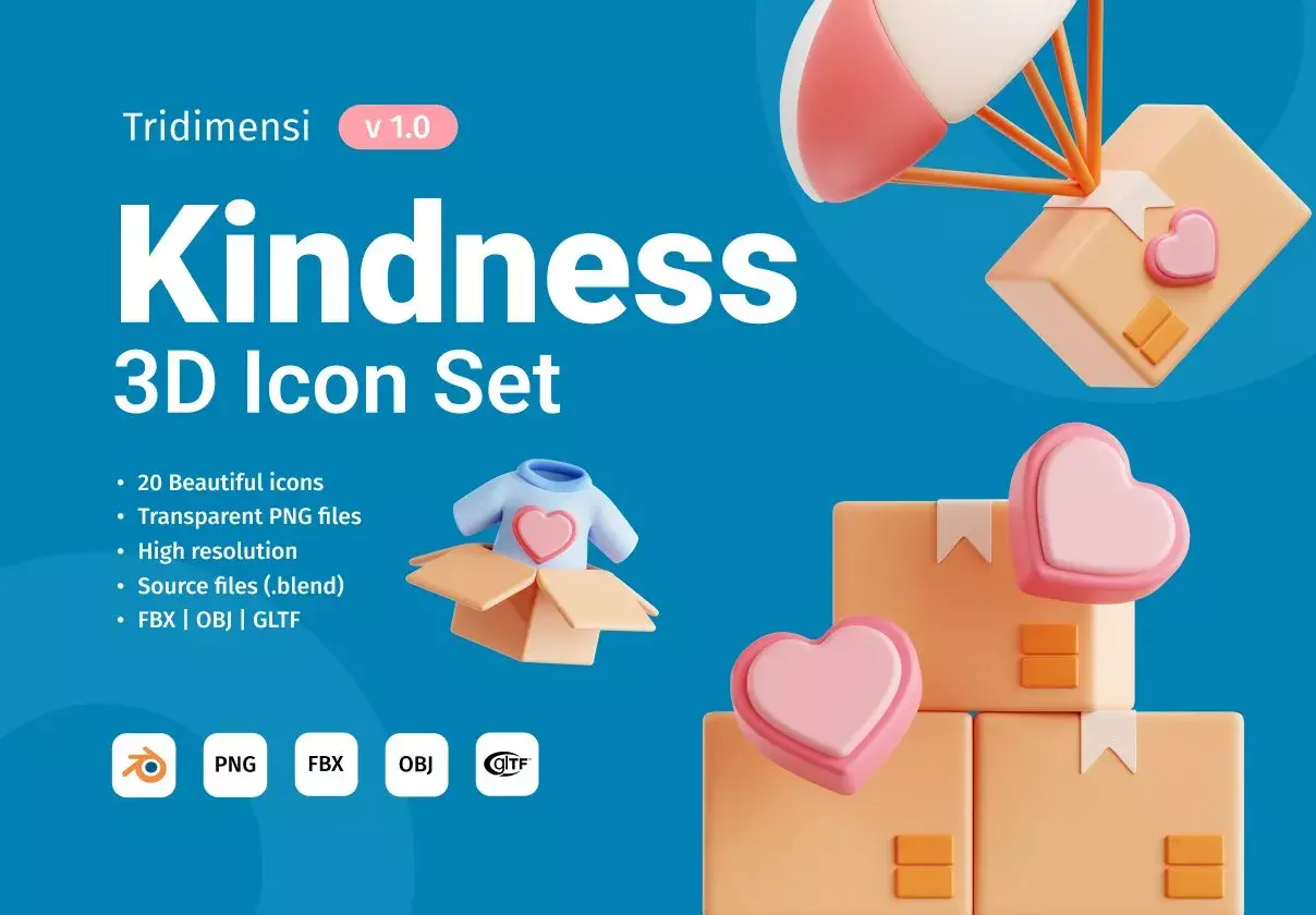 3d kindness icon set