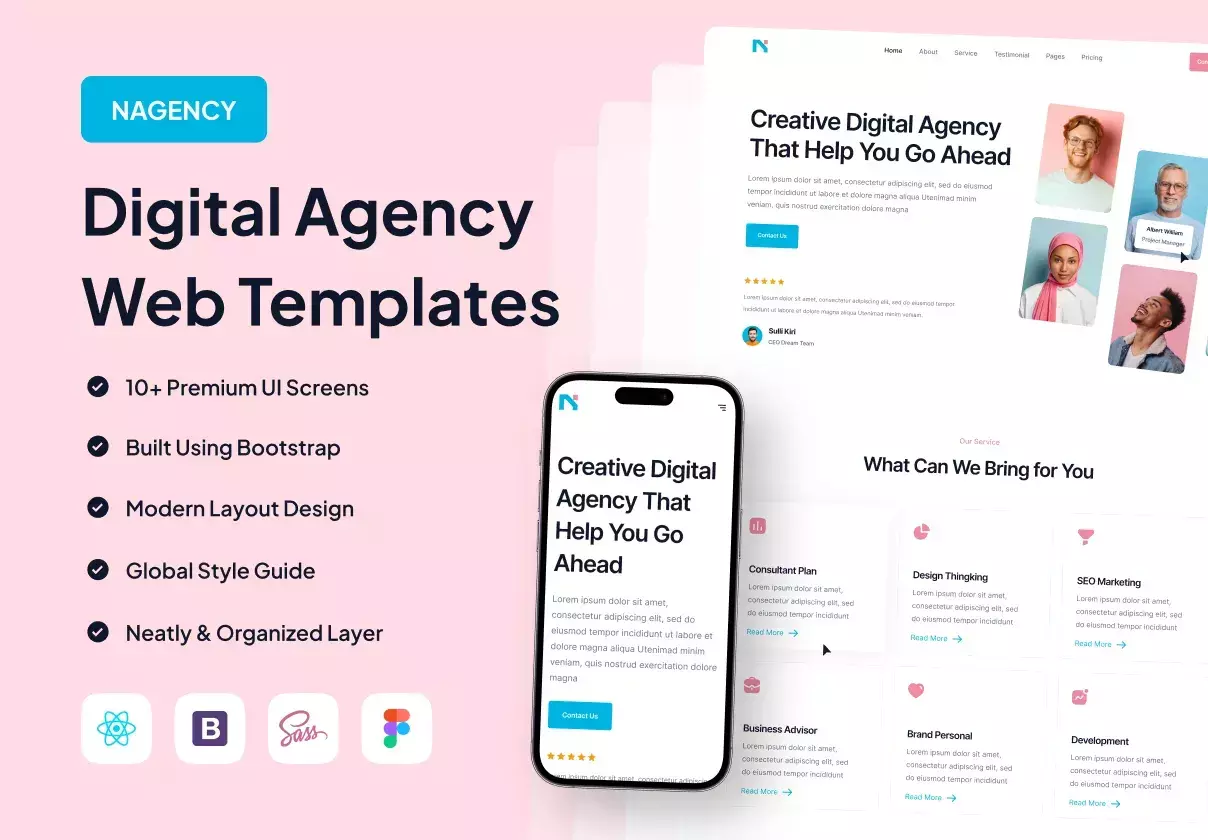 Premium Digital Agency Web Templates with Modern and Minimalist Style