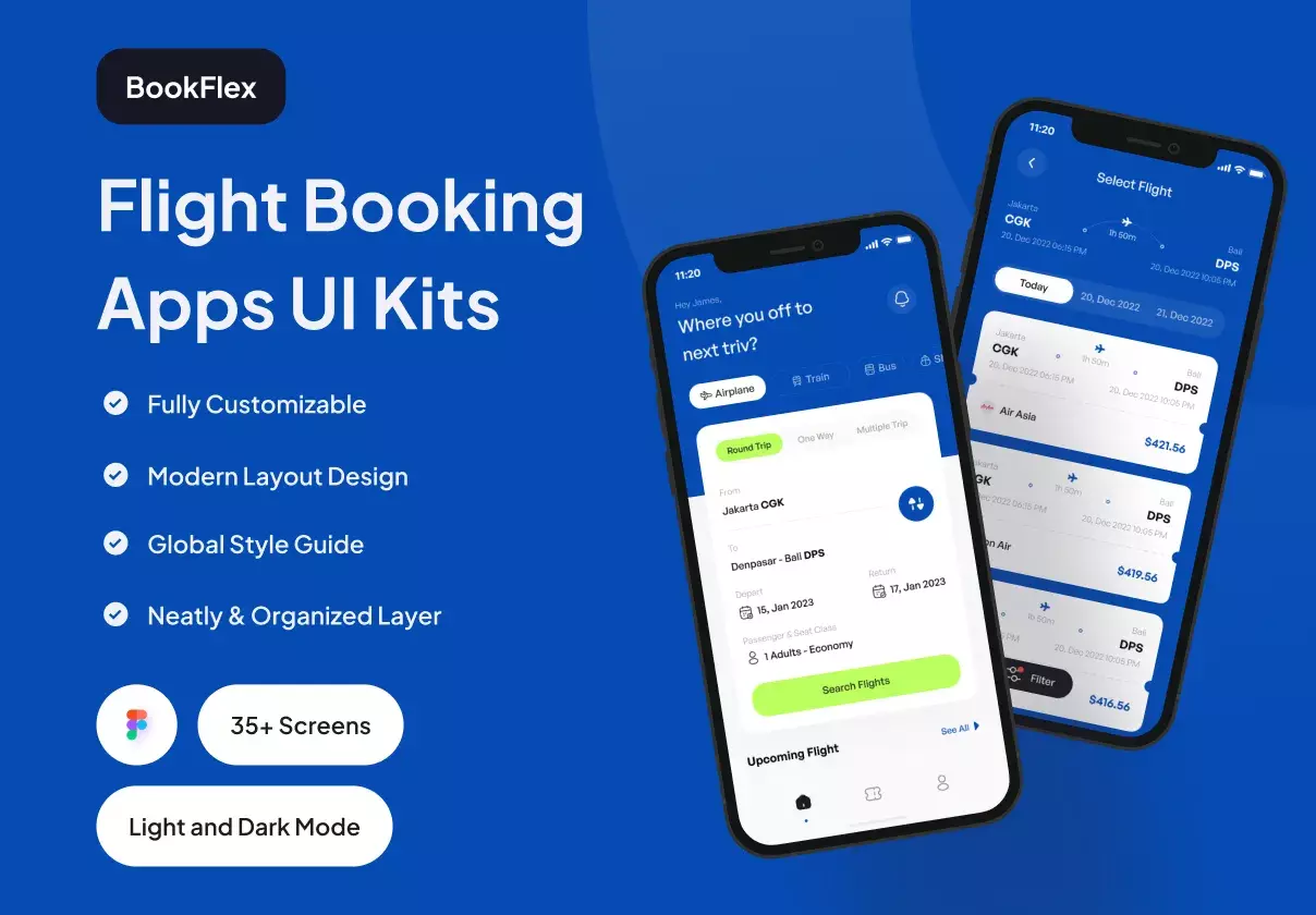 Premium Flight Booking App UI Kit with Modern and Minimalist Style